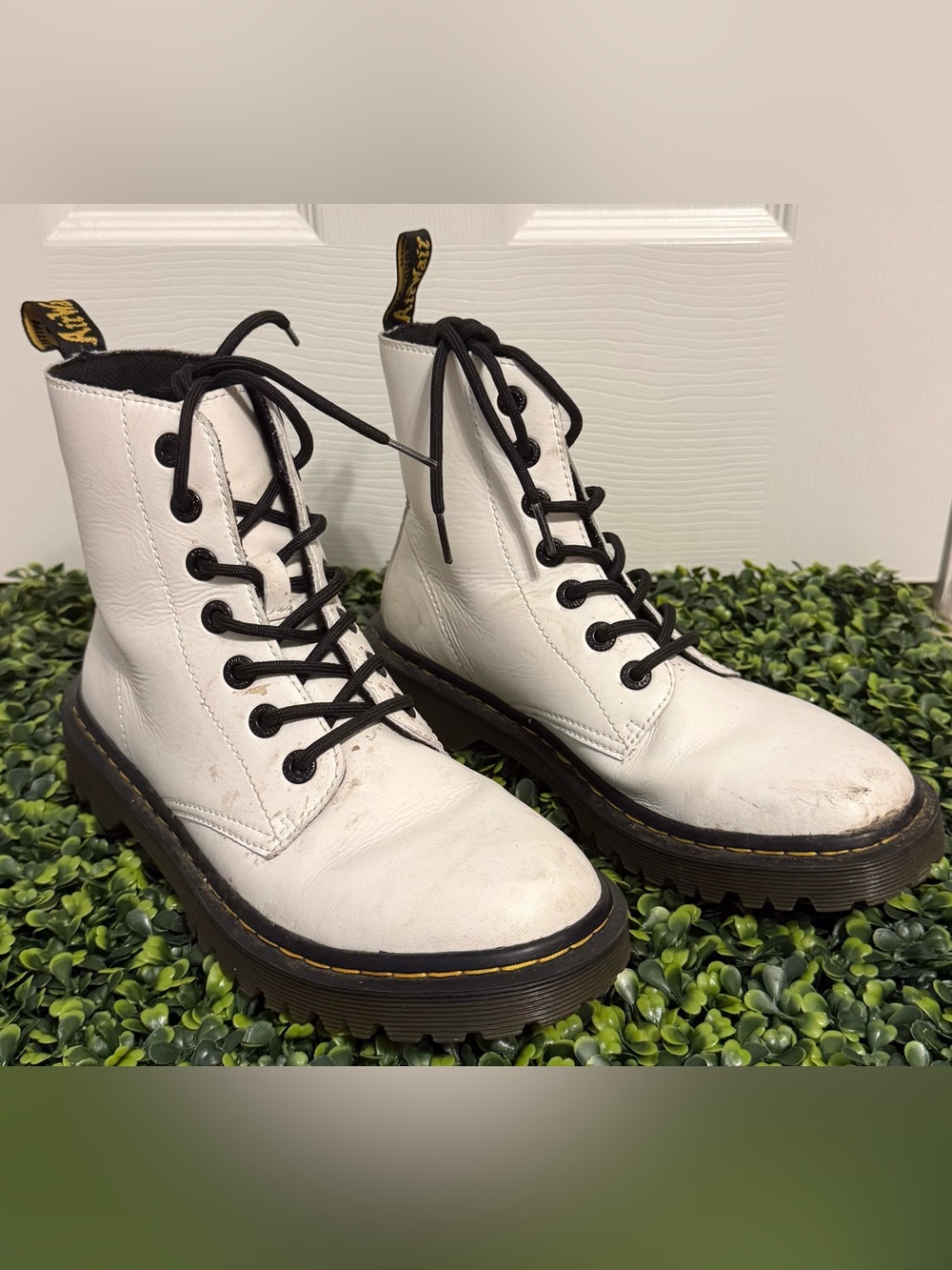 Dr Marten Luana White Lace-Up Women's Combat Boots